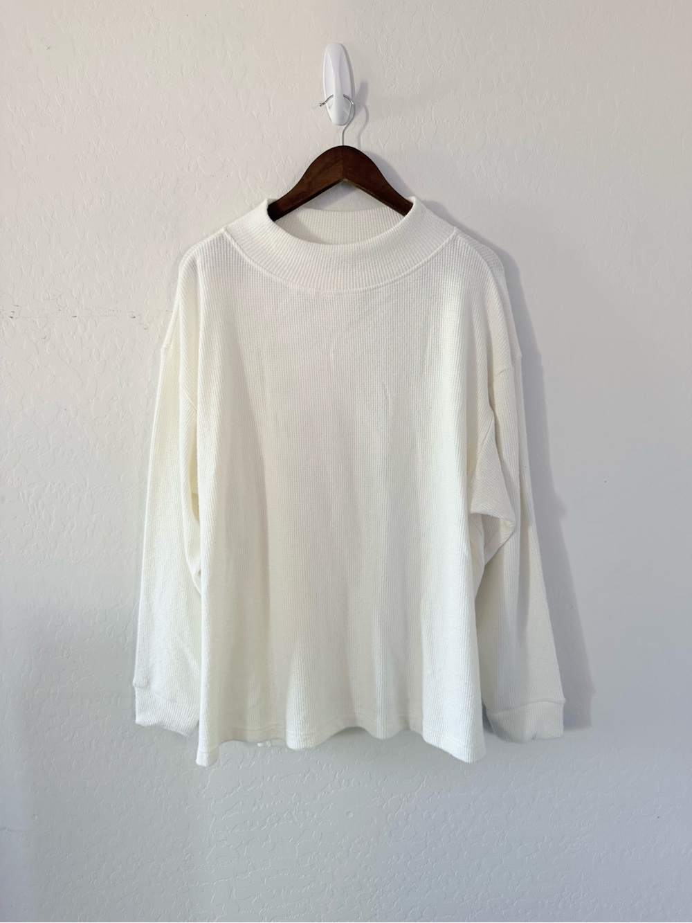Zella White Ribbed Mock Neck Long Sleeve Top‎ Women’s XXL Soft Stretch